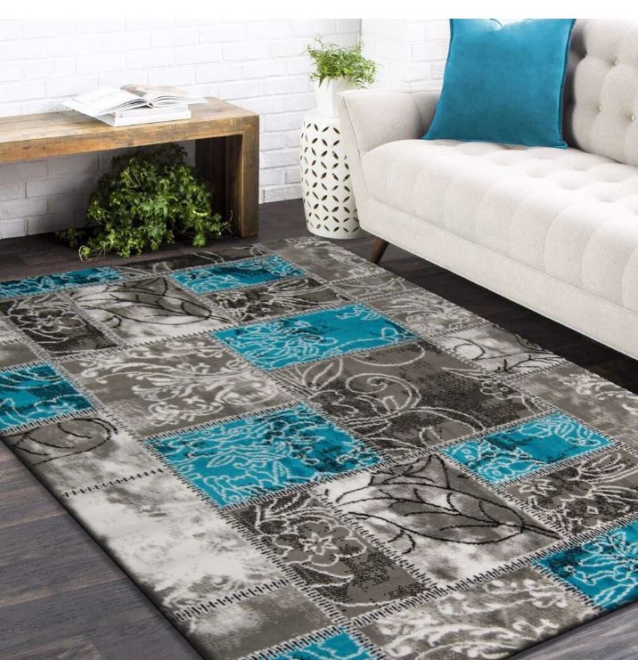 Kaunis harmaa turkoosi Matto 120x160