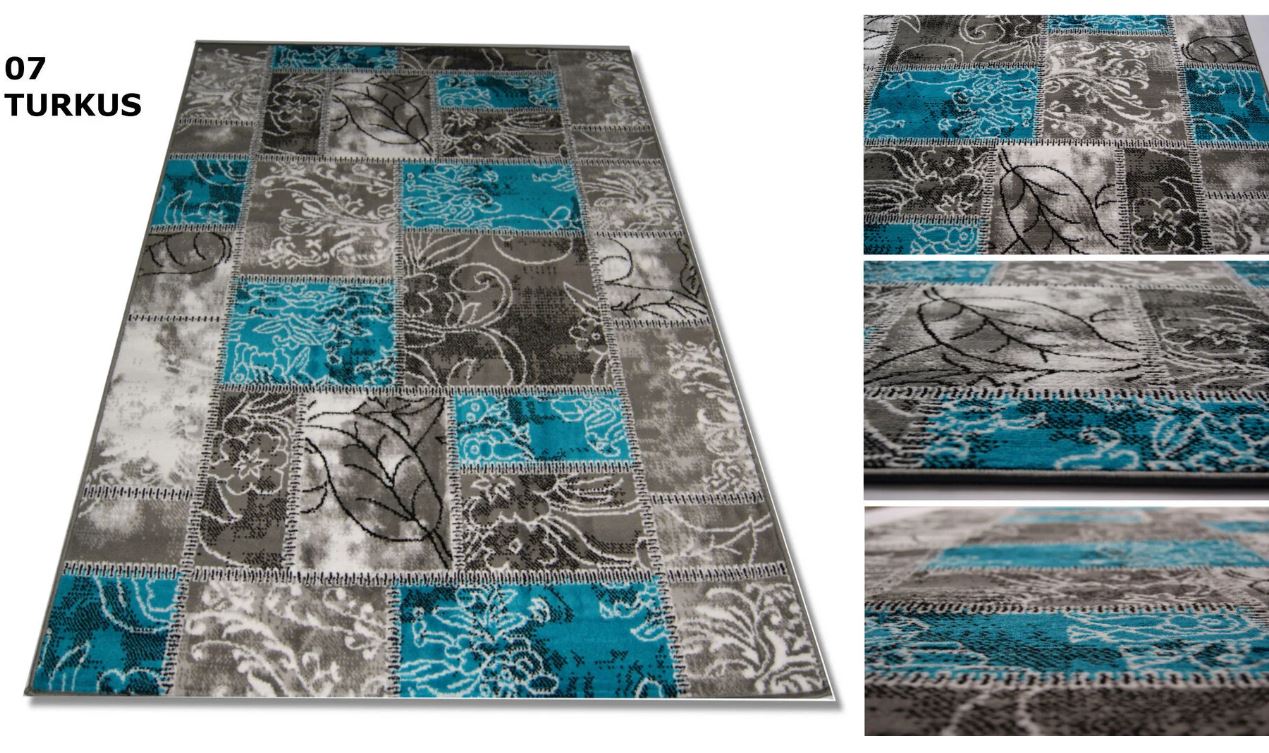 Kaunis harmaa turkoosi Matto 120x160