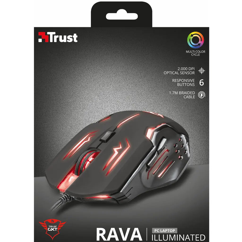 Trust GXT 108 Rava Illuminated gaming-hiiri - Musta