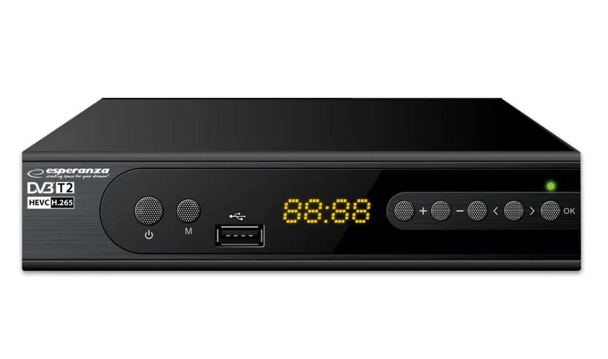 Digiboksi TV-vastaanotin Esperanza EV106P, DVB-T2 H.265/HEVC