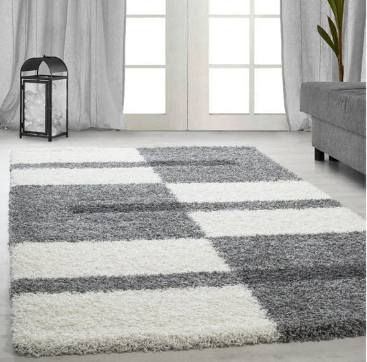 Harmaa valkoinen Shaggy Gala Light Grey 2505, 140x200 cm