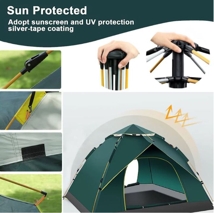 Quick Pop Up 2P Camping Teltta 200x150 001, vihreä