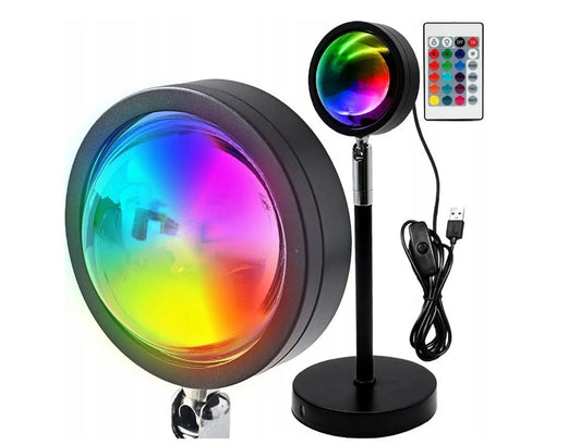 RGB-pöytävalaisin auringonlaskuefektillä ja kaukosäätimellä